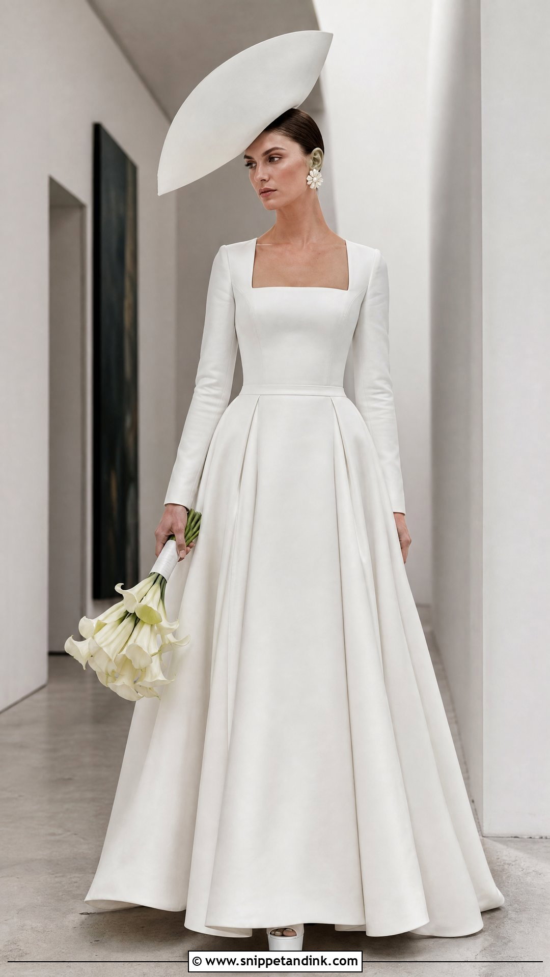 Oversized Wedding Cap With Structured Gown - Snippet and Ink - 20 Wedding Caps Ideas
