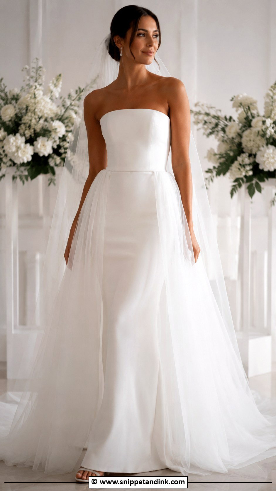 Overskirt Column Wedding Dress - Snippet and Ink - 25 Column Wedding Dress Ideas