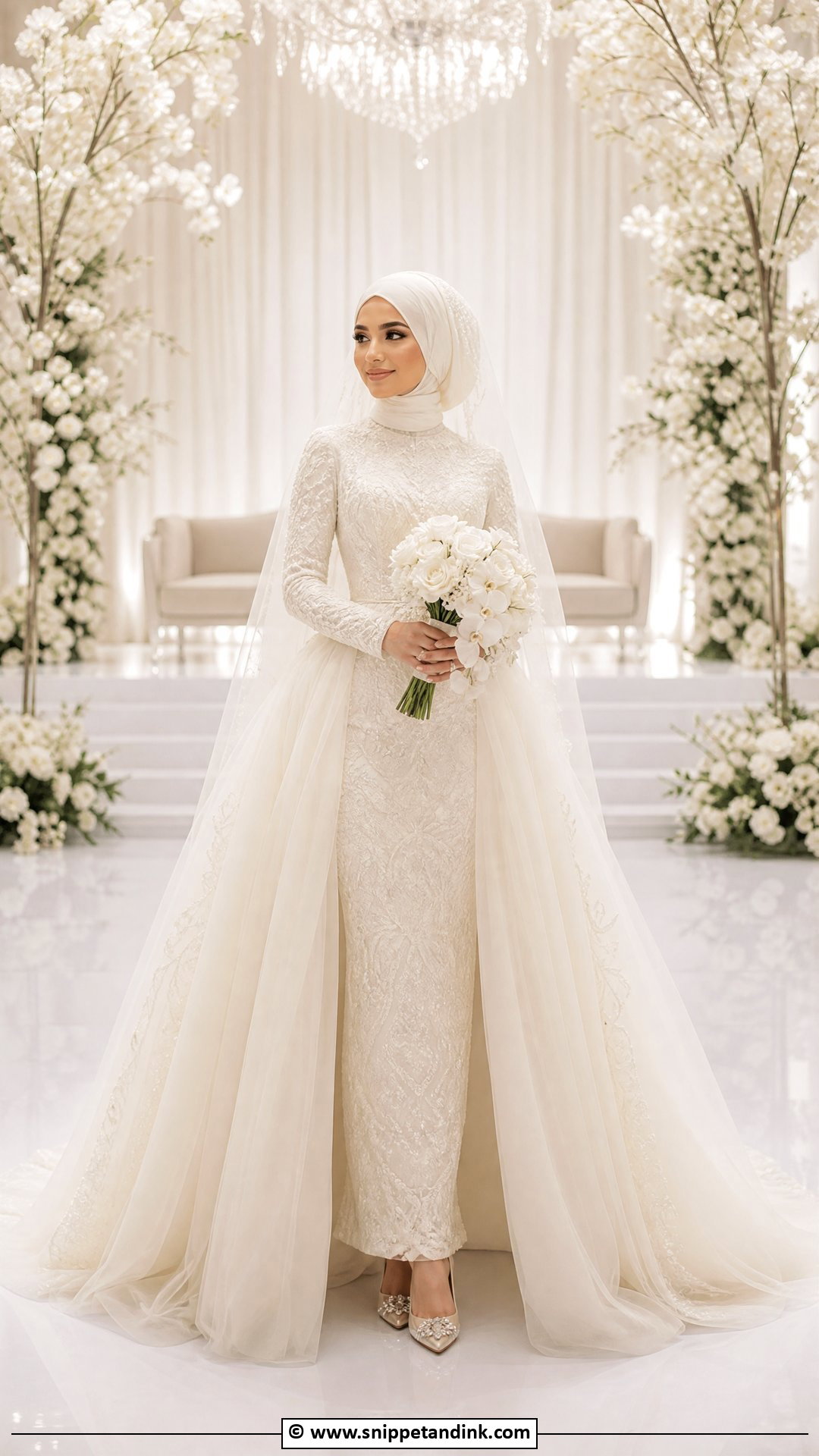 Overskirt Hijab Bride Gown - Snippet and Ink - 35 Hijab Bride Ideas