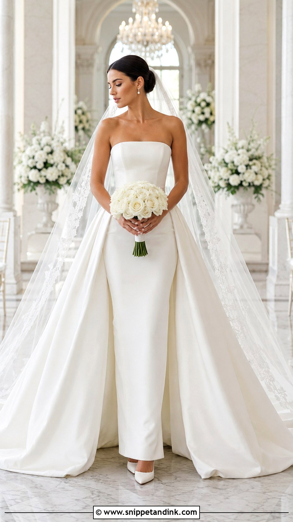 Overskirt Straight Neckline Wedding Dress - Snippet and Ink - 20 Straight Neckline Wedding Dress Ideas