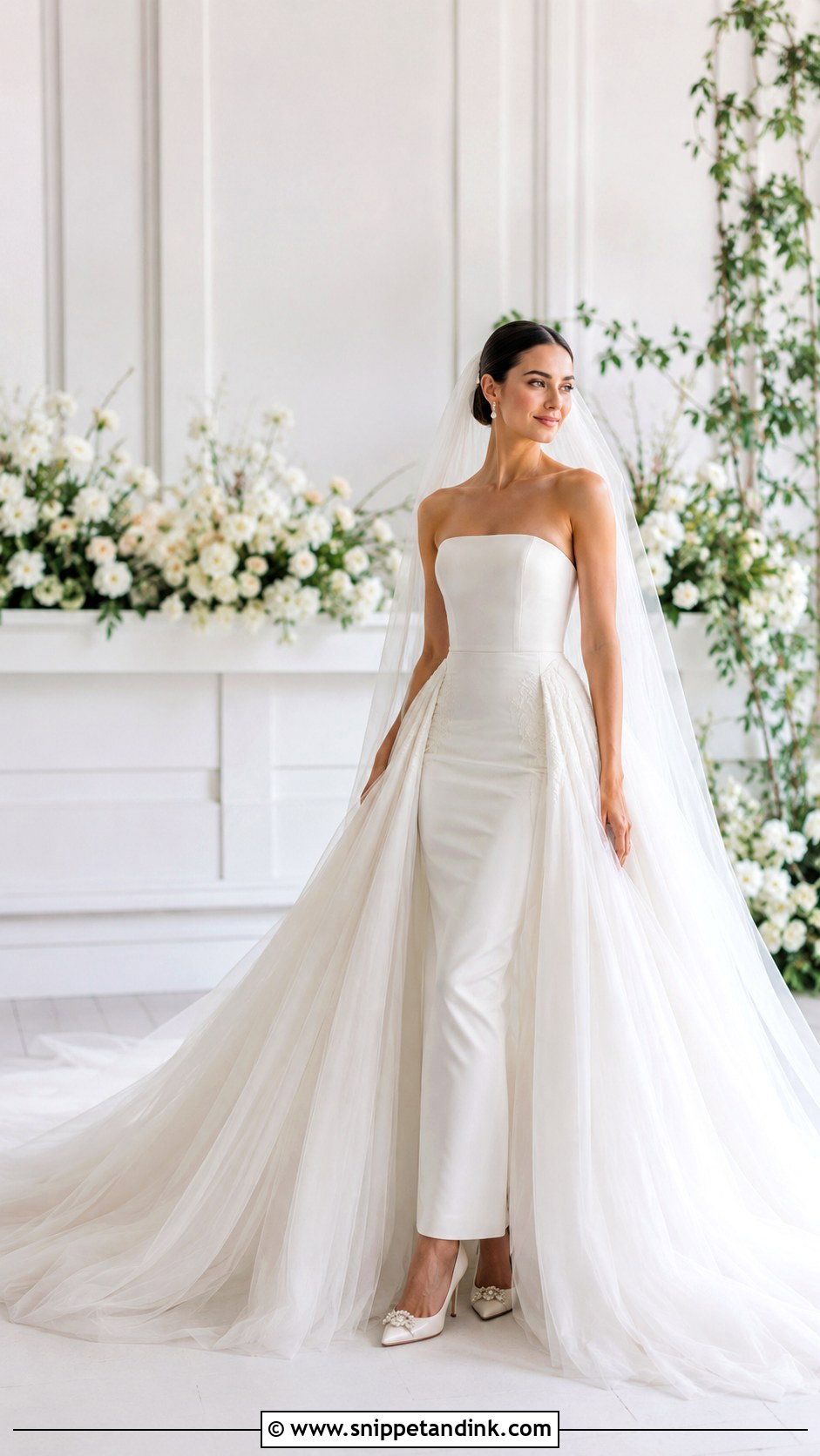 Overskirt Wedding Dress With Long Train - Snippet and Ink - 25 Long Train Wedding Dress Ideas