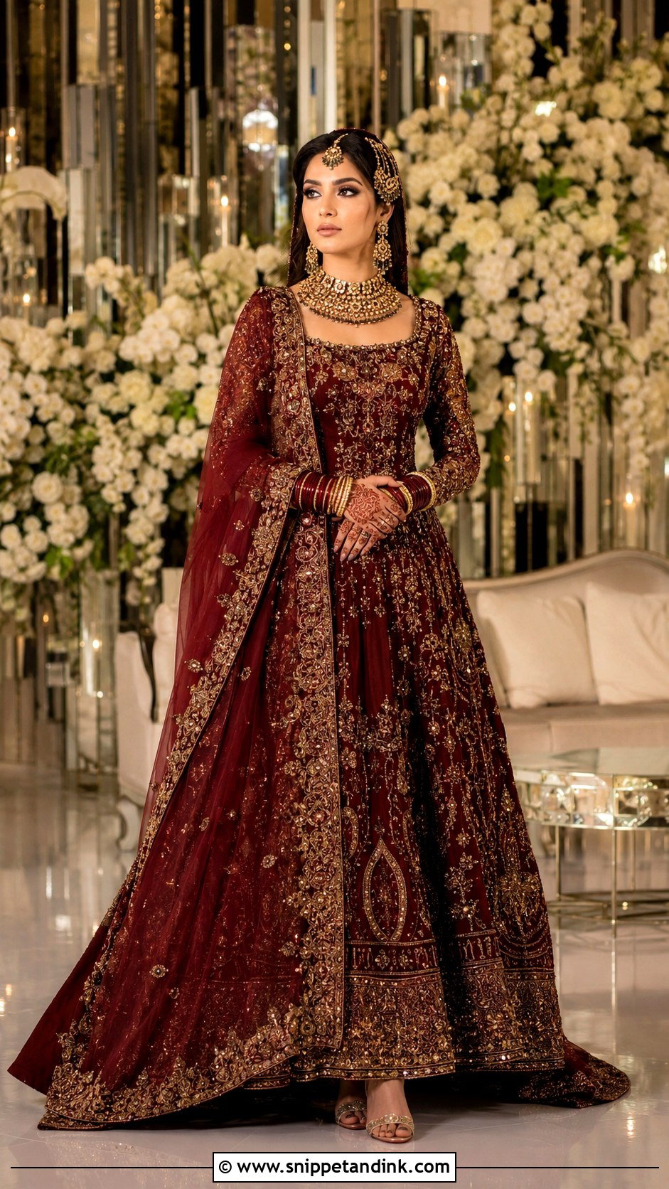 Oxblood Pakistani Barat Bridal Dress - Snippet and Ink - 25 Pakistani Barat Brides Ideas