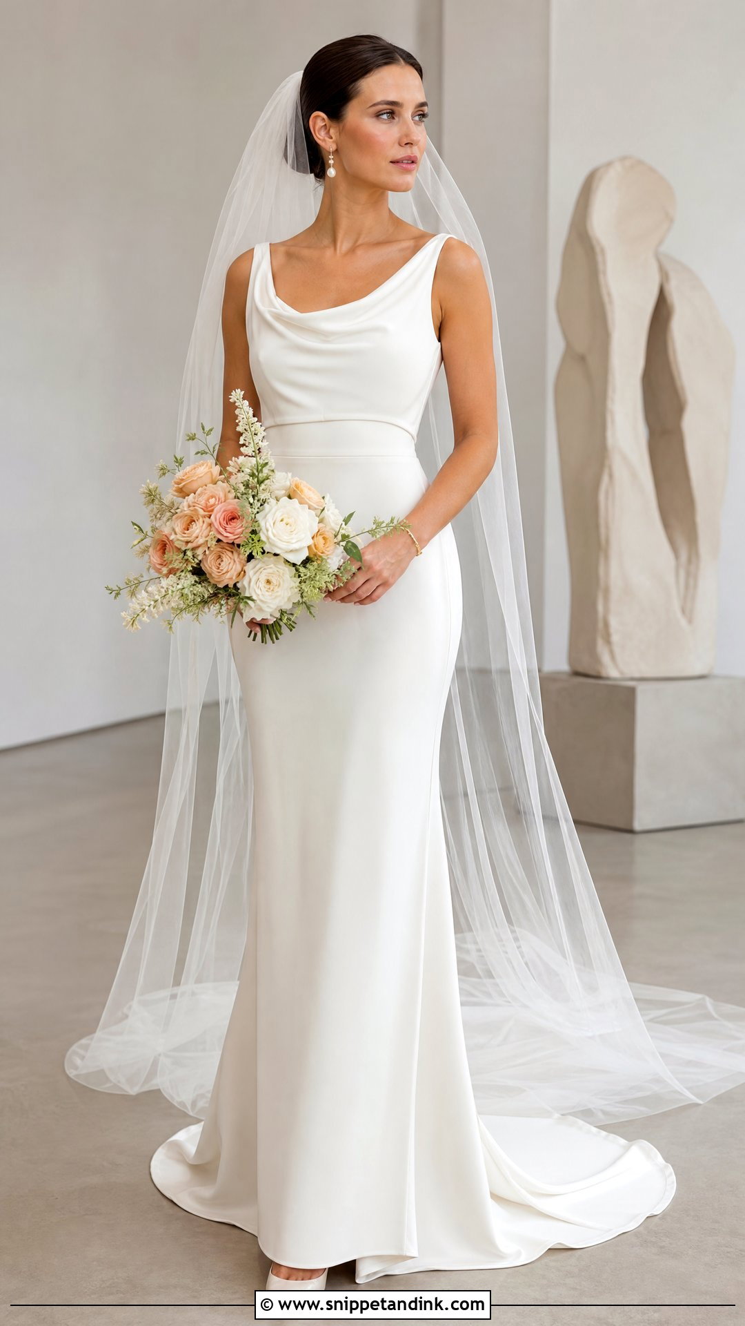 Oyster Crepe Sheath Soft Autumn Wedding Dress - Snippet and Ink - 20 Soft Autumn Wedding Dress Ideas