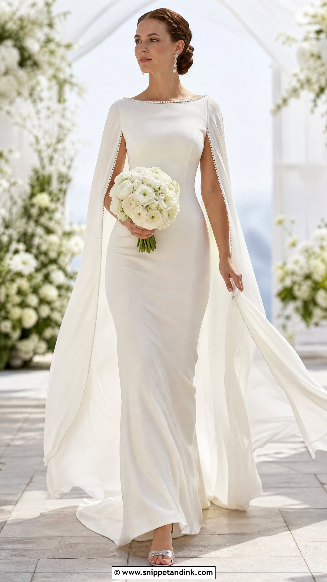 Padme Inspired Cape Sleeve Wedding Dress - Snippet and Ink - 20 Padme Inspired Wedding Dress Ideas