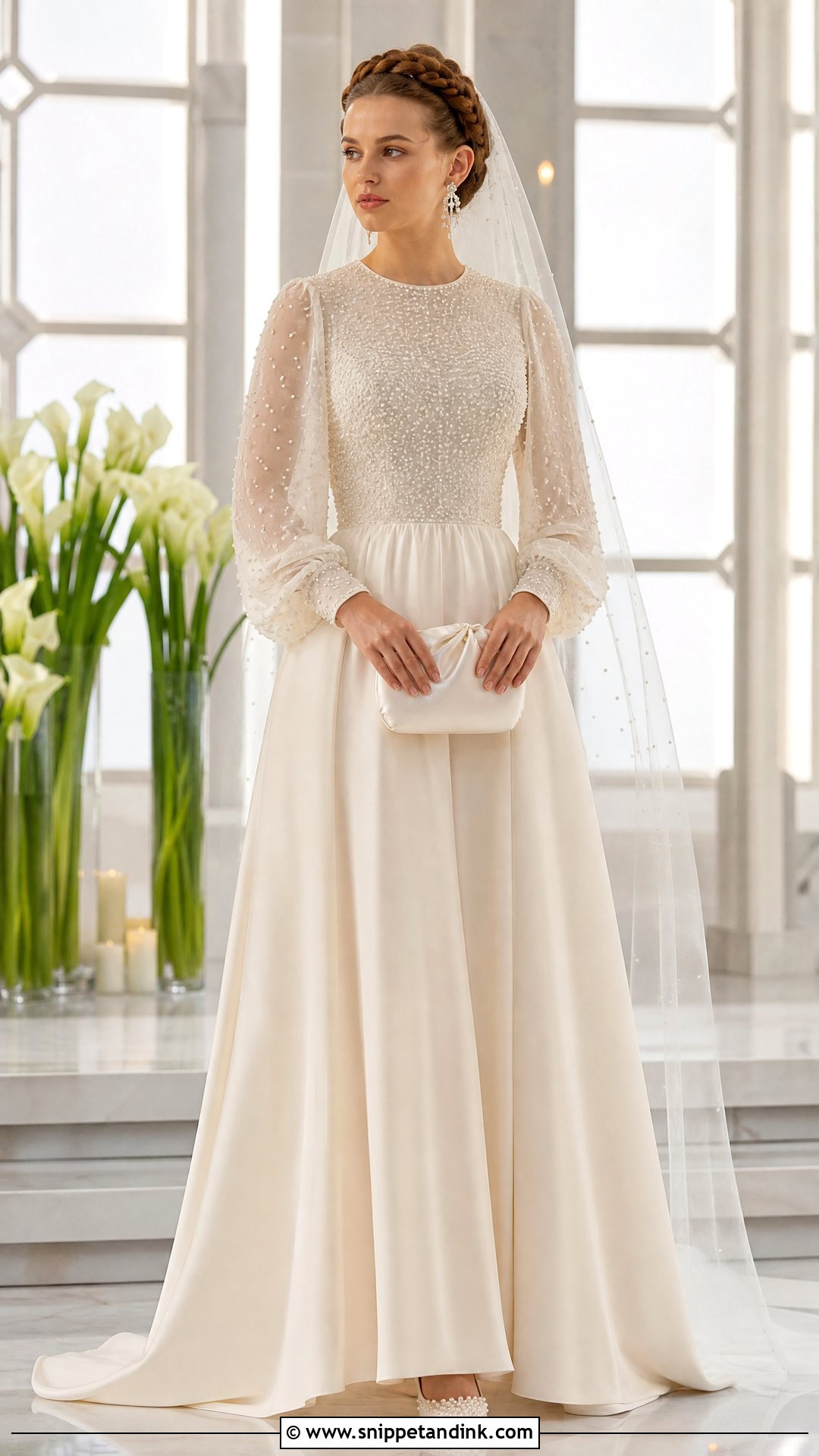 Padme Inspired Pearl Beaded Wedding Dress - Snippet and Ink - 20 Padme Inspired Wedding Dress Ideas