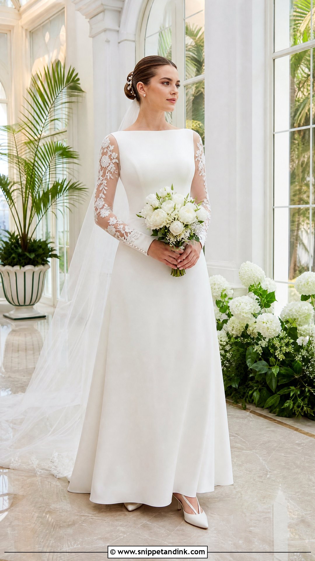 Padme Inspired Sheer Sleeve Wedding Dress - Snippet and Ink - 20 Padme Inspired Wedding Dress Ideas