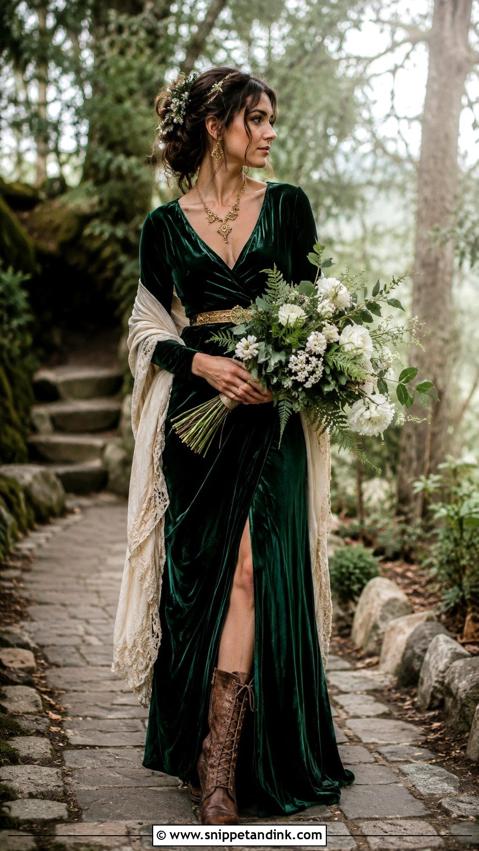 Pagan Wedding Dress In Forest Green - Snippet and Ink - 30 Pagan Wedding Dresses