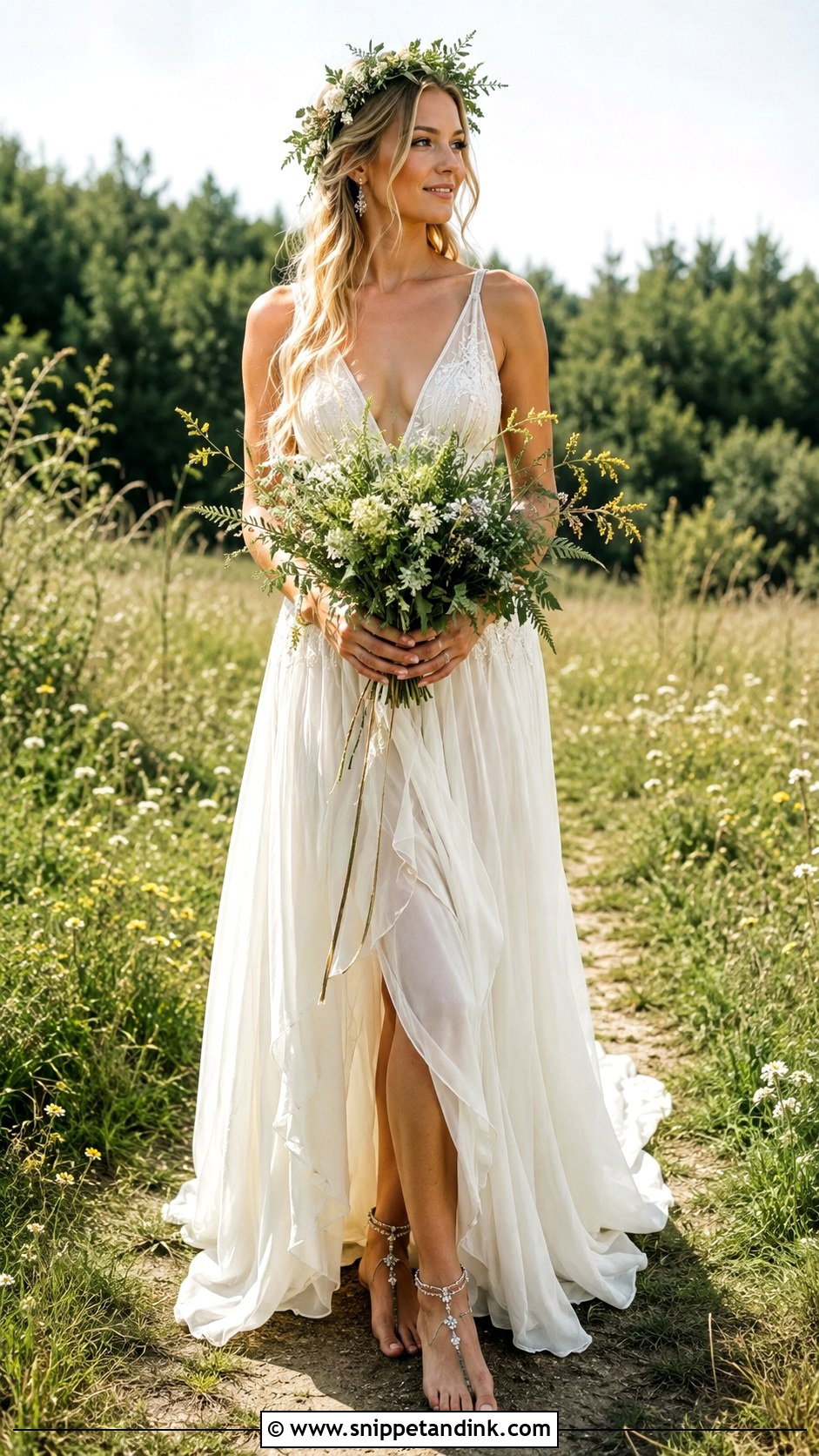 Pagan Wedding Dress With Barefoot Sandals - Snippet and Ink - 30 Pagan Wedding Dresses