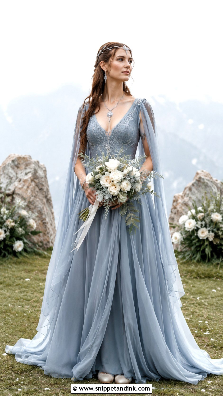 Pagan Wedding Dress With Blue Gray Color - Snippet and Ink - 30 Pagan Wedding Dresses