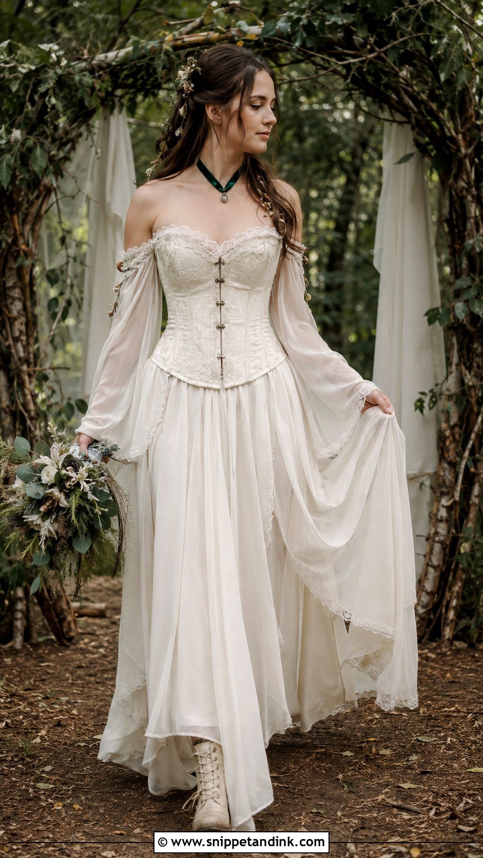 Pagan Wedding Dress With Corset Bodice - Snippet and Ink - 30 Pagan Wedding Dresses