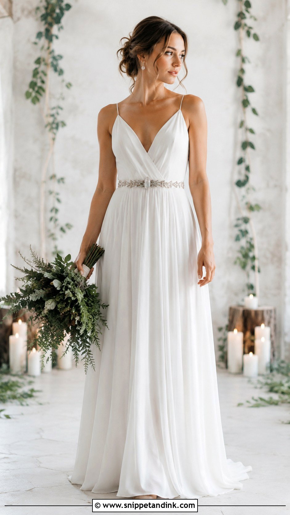 Pagan Wedding Dress With Crystal Belt - Snippet and Ink - 30 Pagan Wedding Dresses