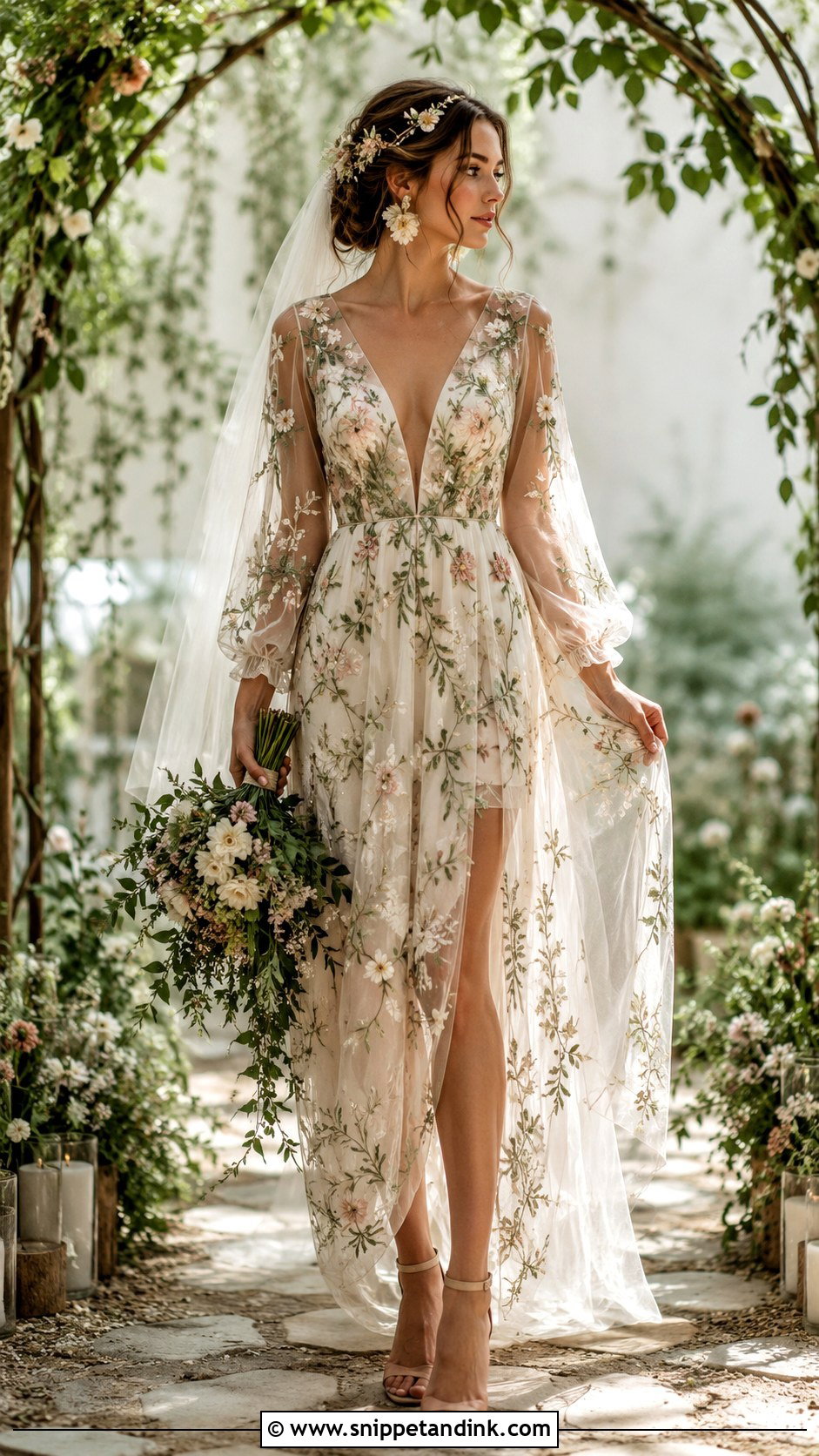 Pagan Wedding Dress With Floral Embroidery - Snippet and Ink - 30 Pagan Wedding Dresses