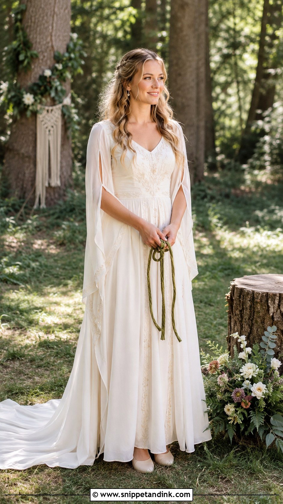 Pagan Wedding Dress With Handfasting Sleeves - Snippet and Ink - 30 Pagan Wedding Dresses