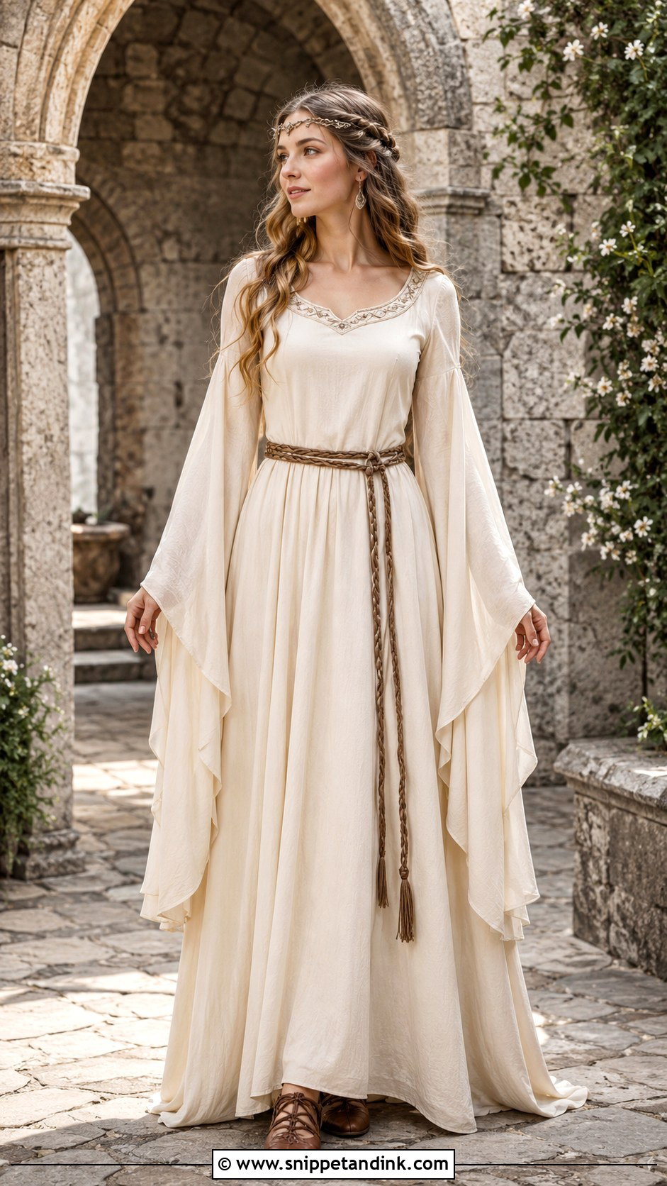 Pagan Wedding Dress With Medieval Sleeves - Snippet and Ink - 30 Pagan Wedding Dresses