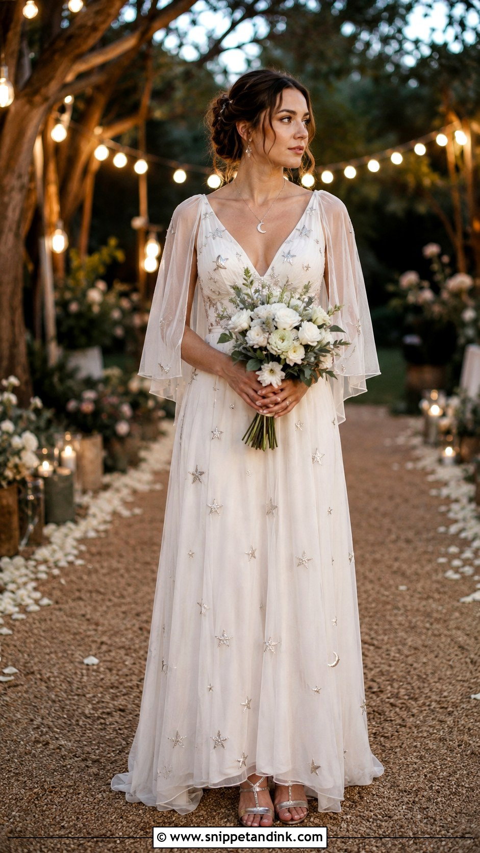 Pagan Wedding Dress With Moon And Star Details - Snippet and Ink - 30 Pagan Wedding Dresses