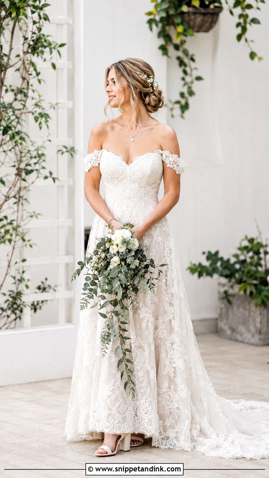 Pagan Wedding Dress With Off Shoulder Neckline - Snippet and Ink - 30 Pagan Wedding Dresses