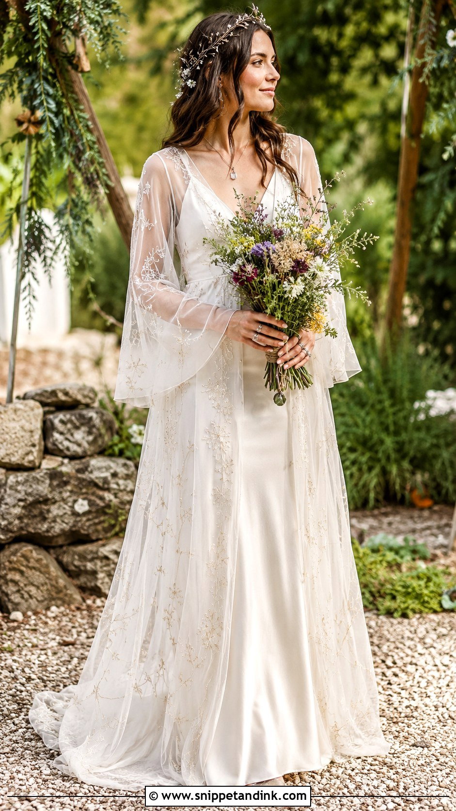 Pagan Wedding Dress With Sheer Overlay - Snippet and Ink - 30 Pagan Wedding Dresses