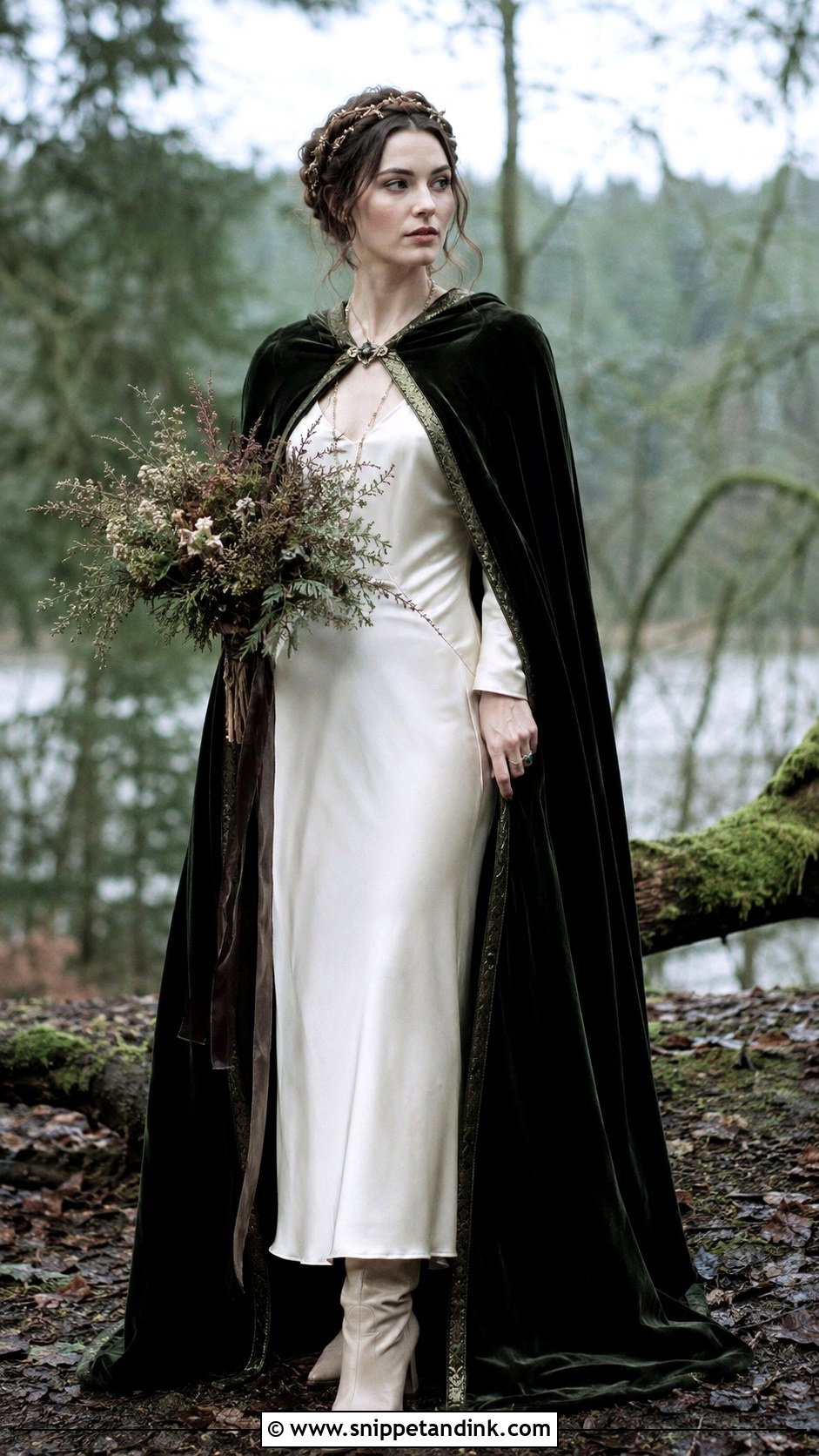 Pagan Wedding Dress With Velvet Cloak - Snippet and Ink - 30 Pagan Wedding Dresses
