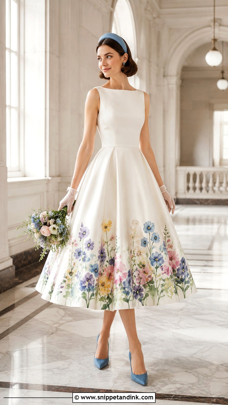 Painted Hem Tea Length Wedding Dress - Snippet and Ink - 20 Artsy Wedding Dresses