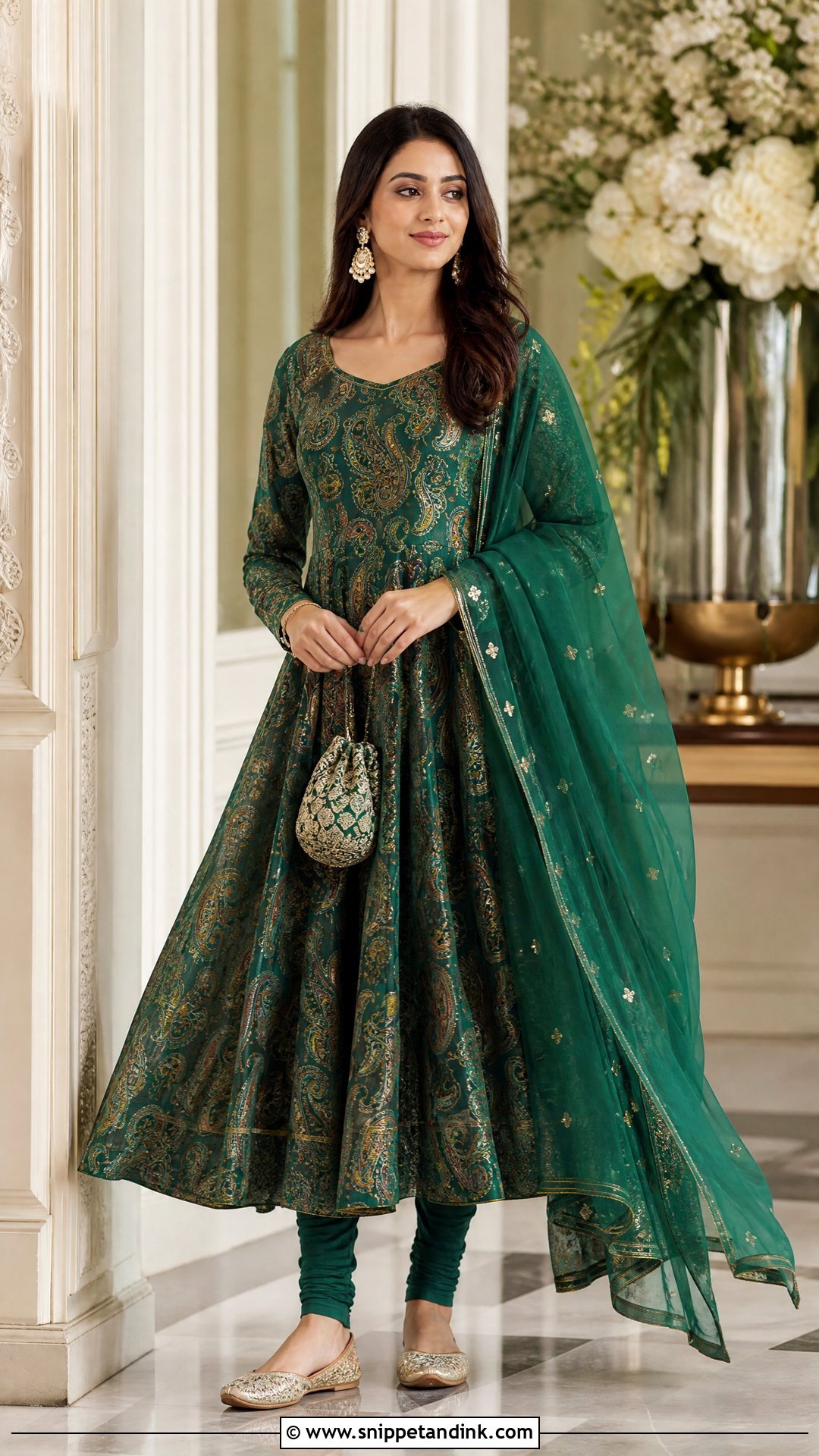 Paisley Printed Anarkali Salwar Suit - Snippet and Ink - 20 Printed Salwar Suit Ideas