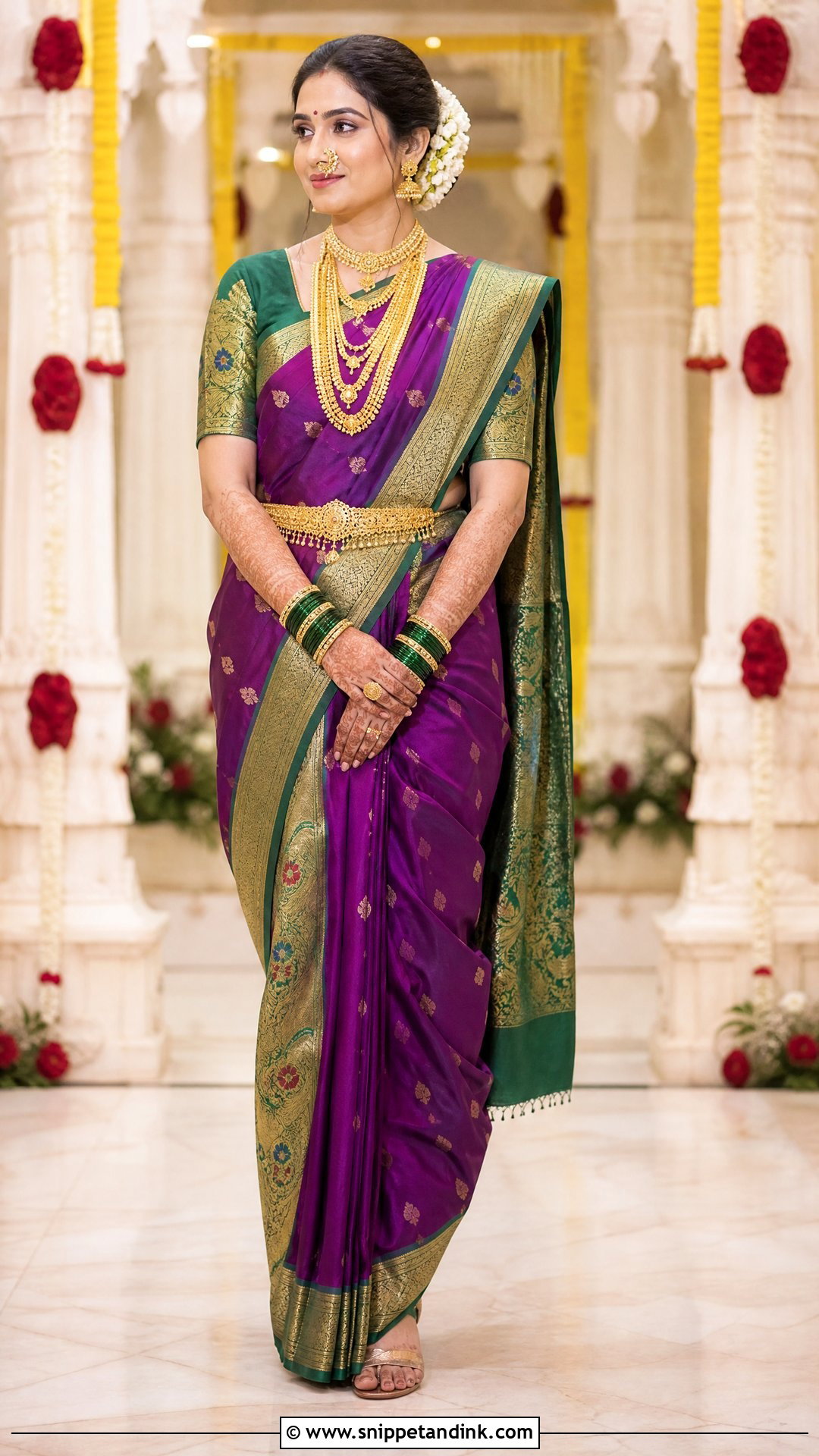 Paithani Indian Bridal Saree - Snippet and Ink - 20 Indian Bride Wedding Dress Ideas