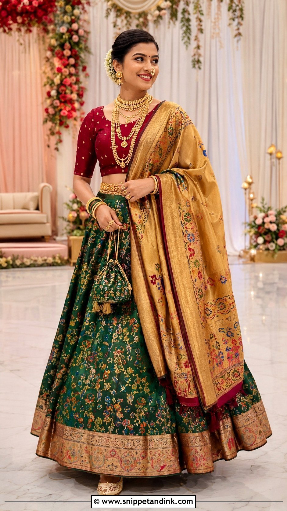 Paithani Lehenga With Silk Blouse - Snippet and Ink - 20 Maharatrian Wedding Outfit Ideas