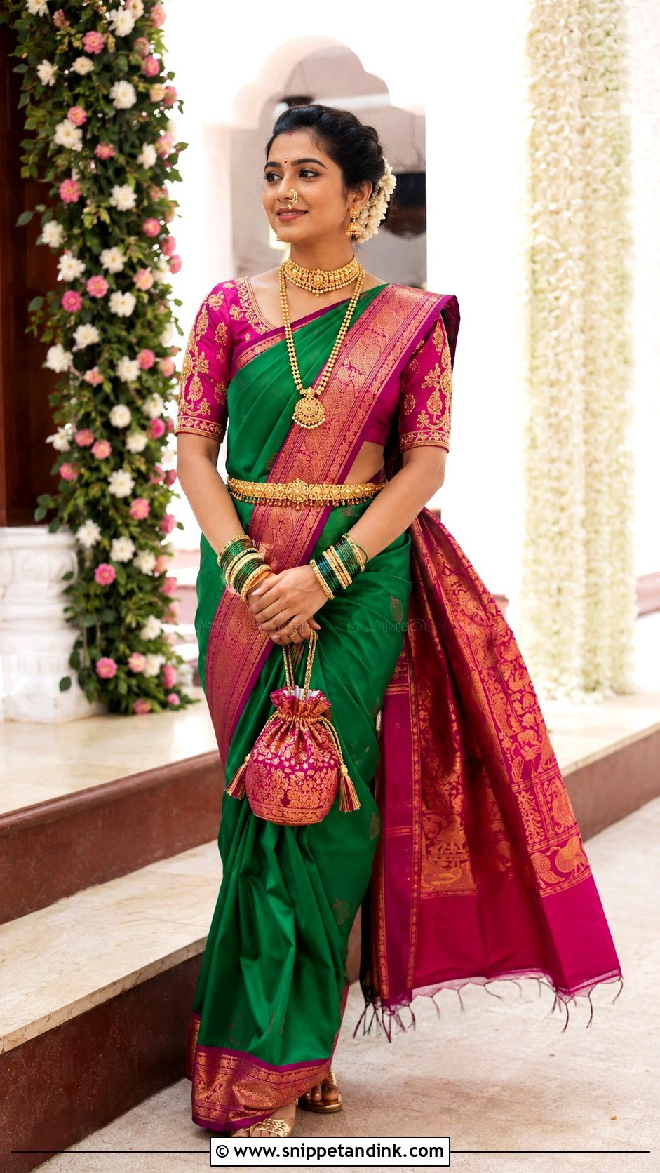 Paithani Saree Konkani Bride Look - Snippet and Ink - 20 Konkani Bride Ideas