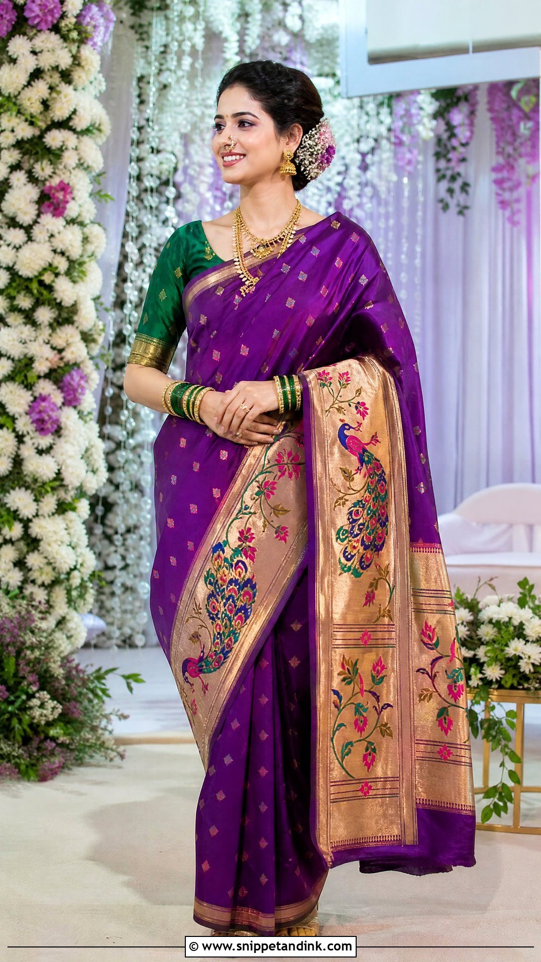 Paithani Saree Sakharpuda Outfit - Snippet and Ink - 20 Pre Wedding Traditional Outfits