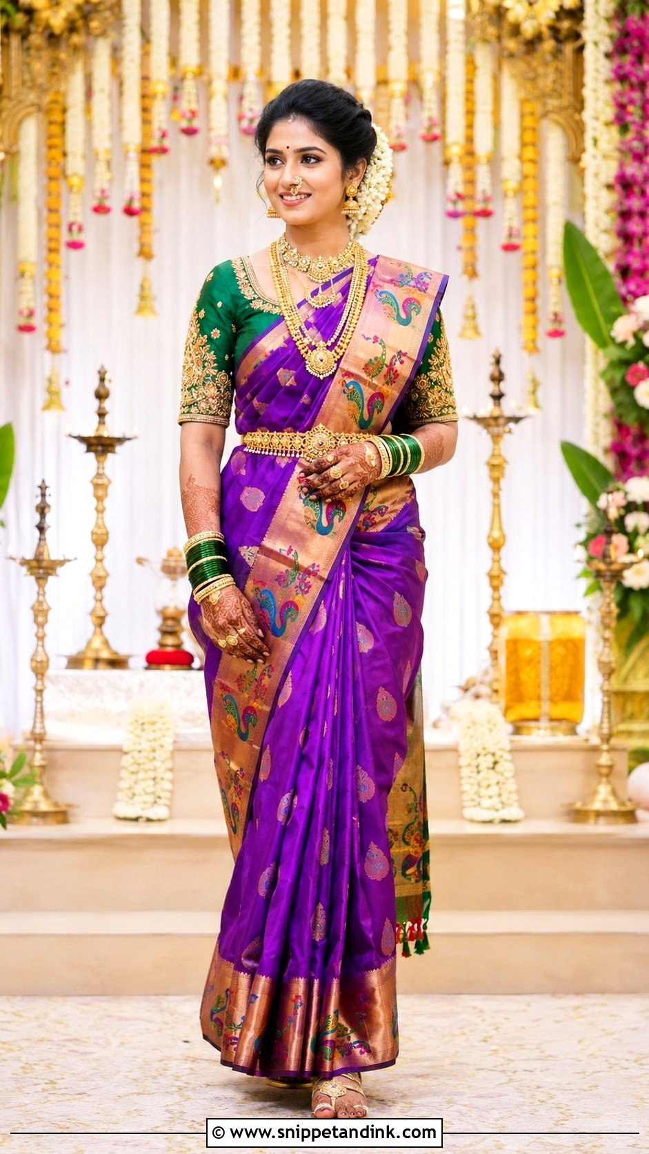 Paithani Saree Wedding Dress - Snippet and Ink - 20 Best Indian Wedding Dresses
