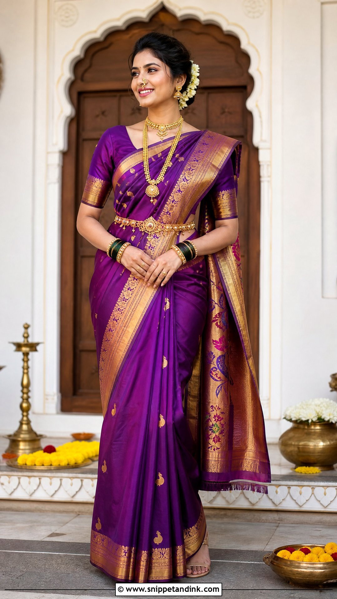 Paithani Saree Wedding Dress - Snippet and Ink - 25 Traditional Indian Wedding Dress Ideas