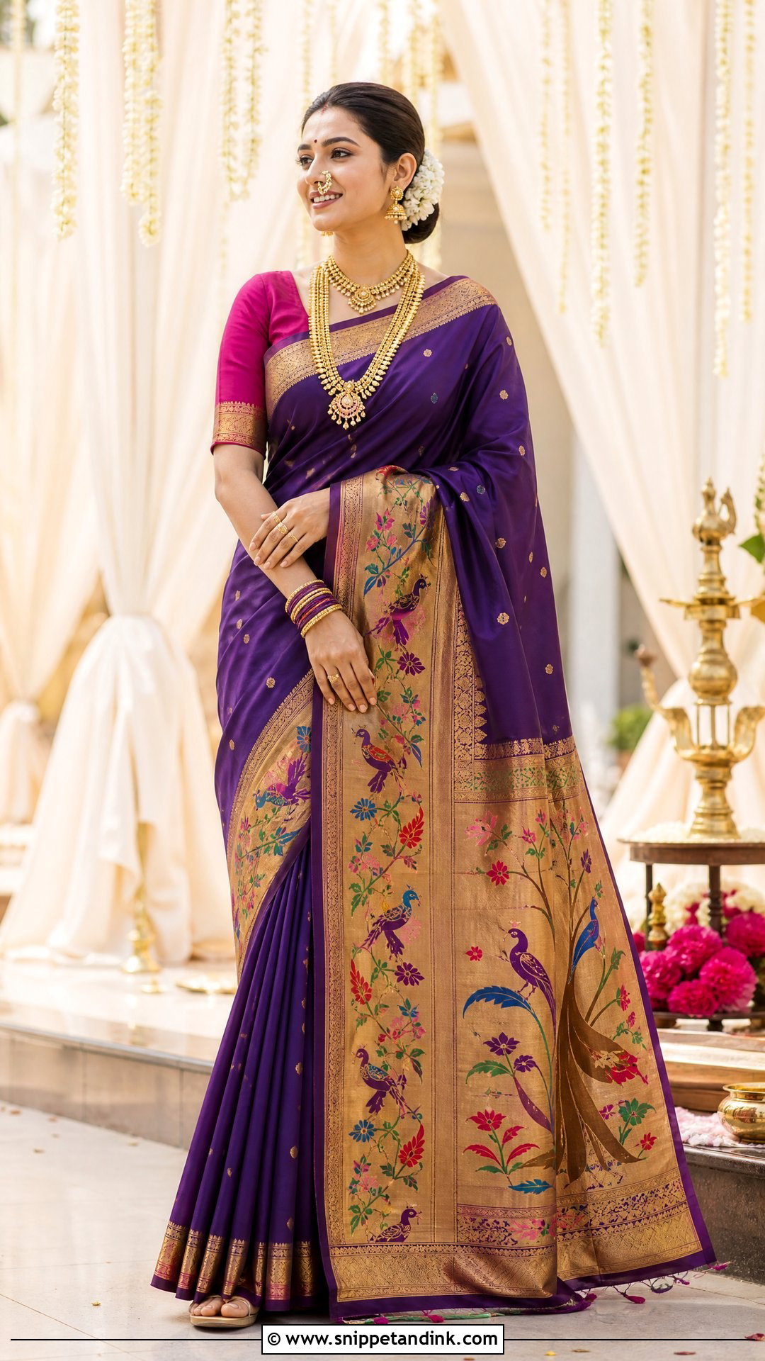 Paithani Saree Wedding Look - Snippet and Ink - 25 Traditional Dress for Wedding Ideas