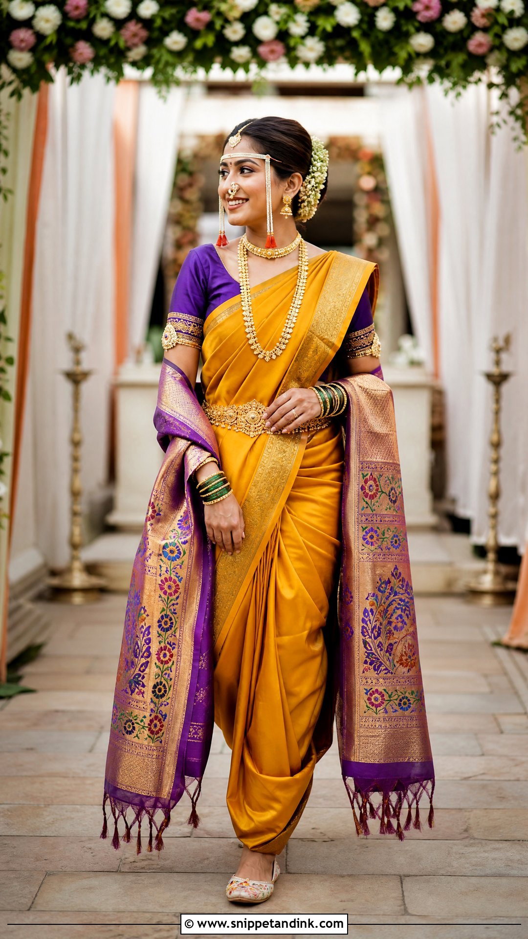 Paithani Saree With Shela Marathi Bride Look - Snippet and Ink - 20 Royal Marathi Bride Look Ideas