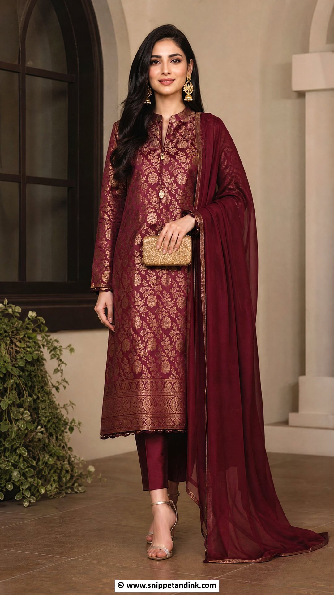Pakistani Banarsi Suit With Plain Dupatta - Snippet and Ink - 35 Beautiful Pakistani Dresses