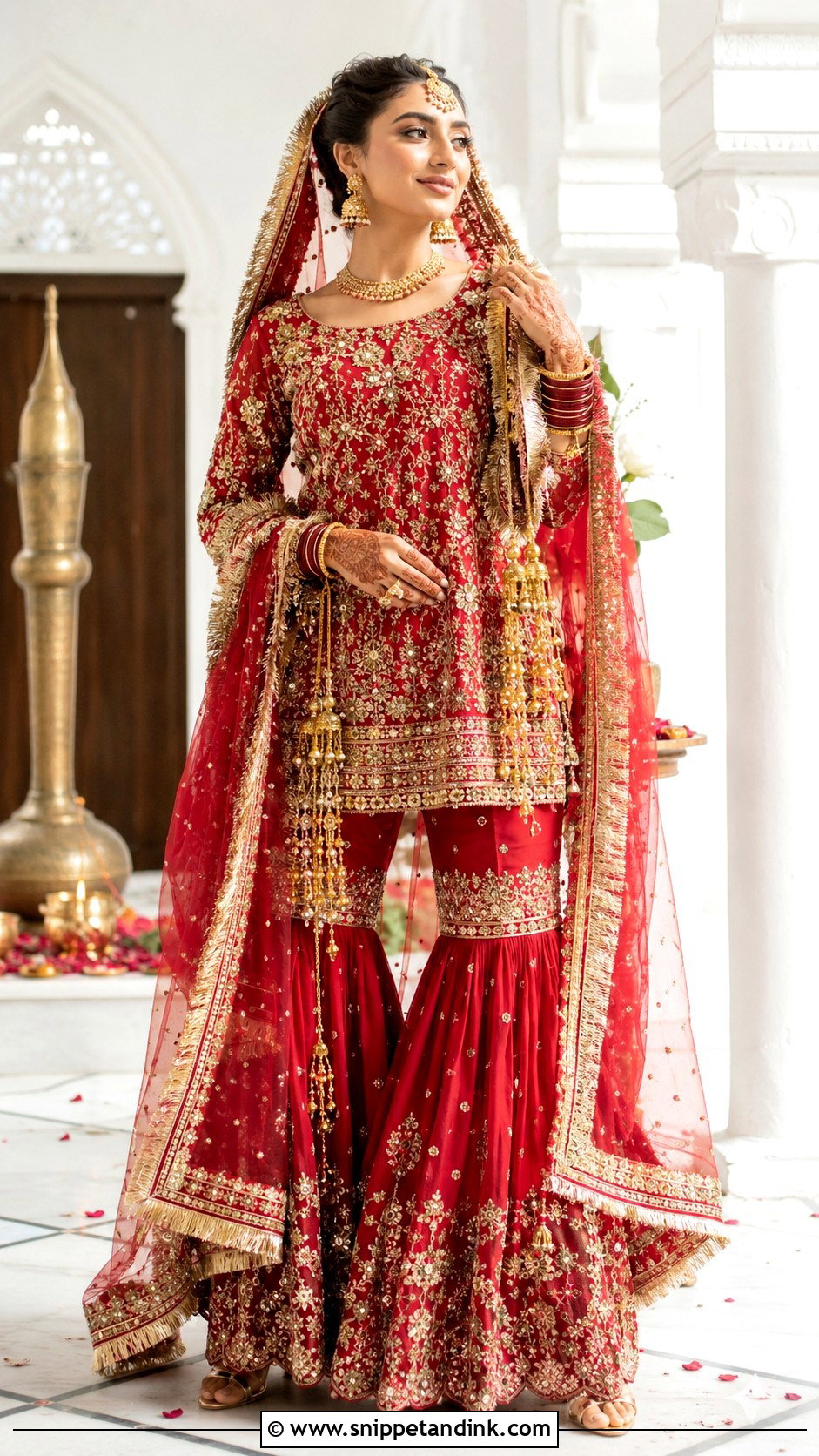 Pakistani Barat Bridal Short Shirt Gharara - Snippet and Ink - 25 Pakistani Barat Brides Ideas