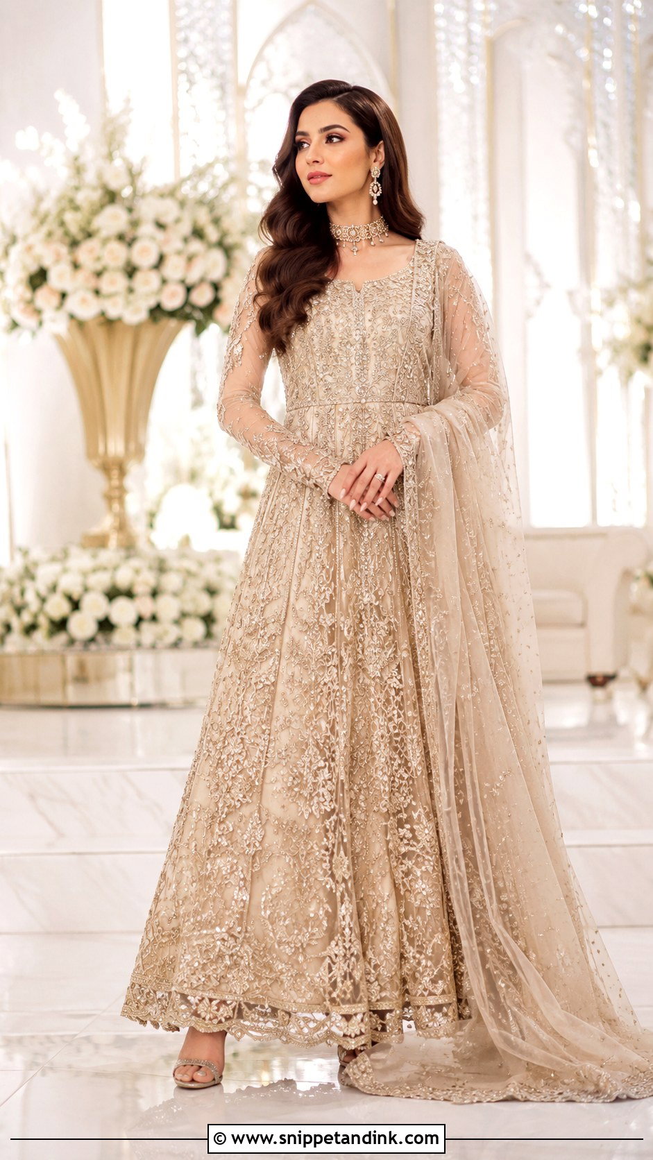 Pakistani Bridal Champagne Walima Gown - Snippet and Ink - 30 Pakistani Brides Ideas