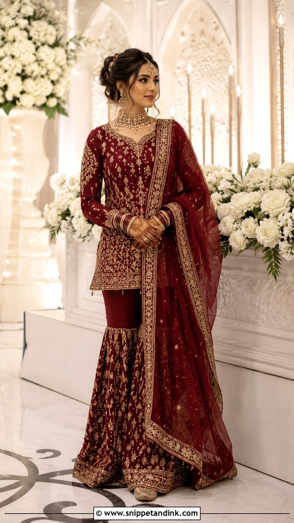Pakistani Bridal Gharara With Dupatta - Snippet and Ink - 20 Asian Wedding Dresses