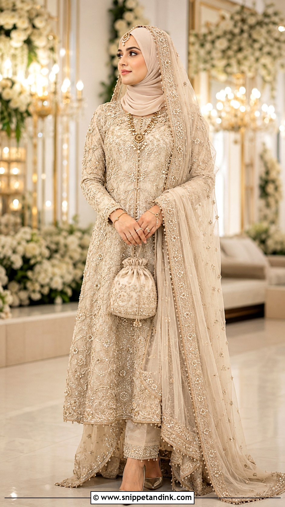 Pakistani Bridal Gown With Hijab And Dupatta - Snippet and Ink - 20 Islamic Wedding Dress Hijab Bride Bridal Gowns