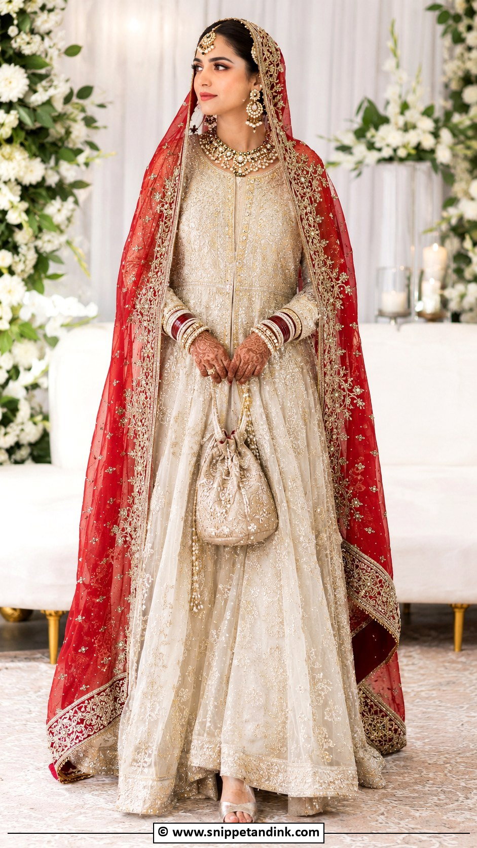 Pakistani Bridal Heavy Dupatta Look - Snippet and Ink - 35 Pakistani Bridal Wear Ideas