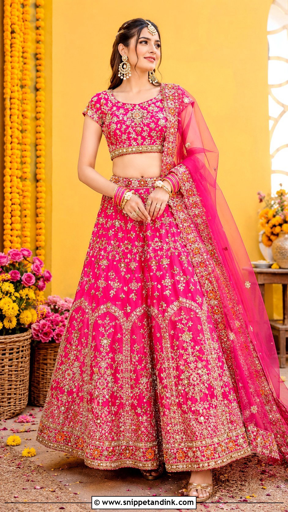 Pakistani Bridal Lehenga With Short Choli - Snippet and Ink - 30 Pakistani Bridal Look Ideas