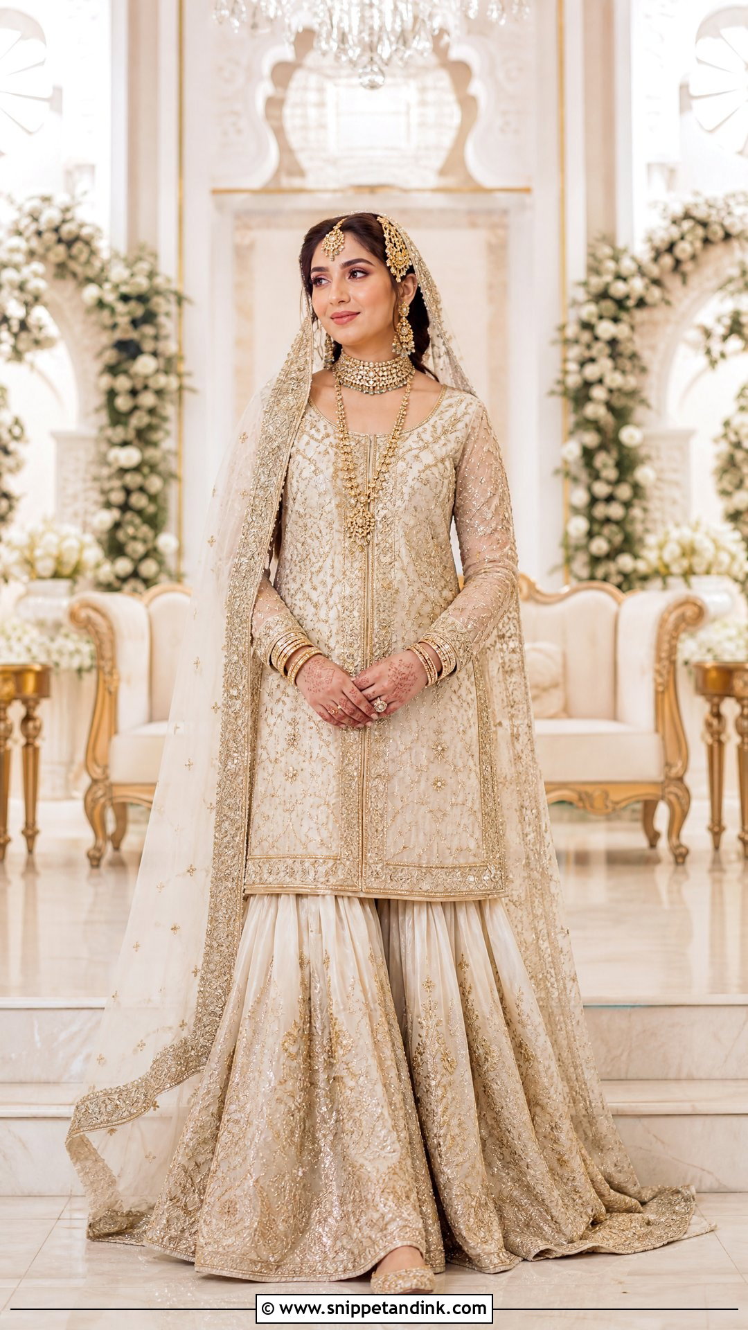 Pakistani Bridal Long Shirt With Farshi Gharara - Snippet and Ink - 20 Pakistani Wedding Bridal Outfits