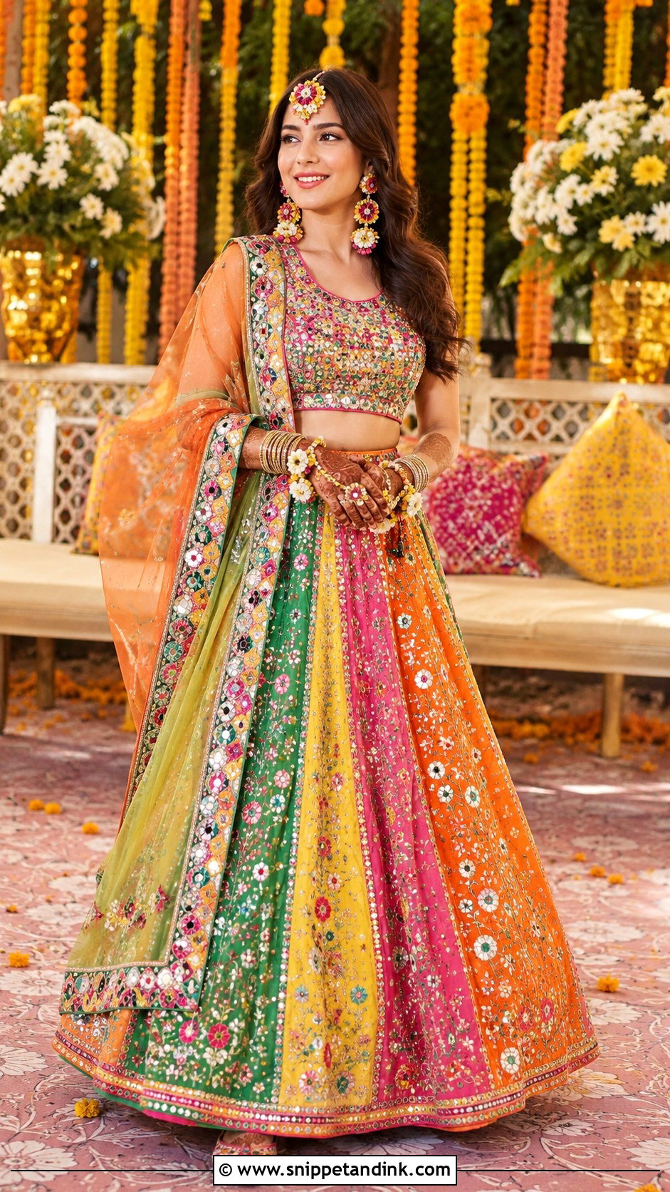 Pakistani Bridal Multicolor Mehndi Outfit - Snippet and Ink - 30 Pakistani Brides Ideas
