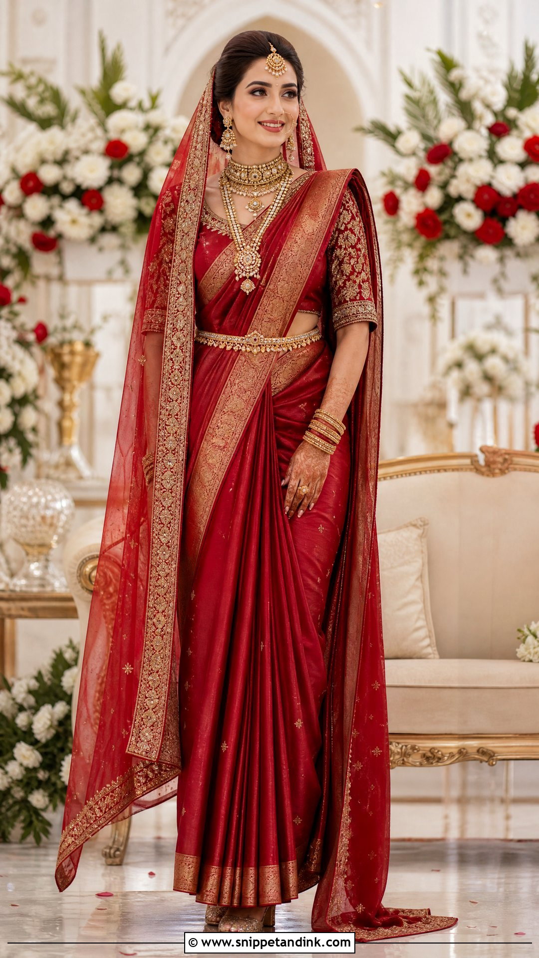 Pakistani Bridal Saree With Dupatta - Snippet and Ink - 20 Pakistani Wedding Bridal Outfits