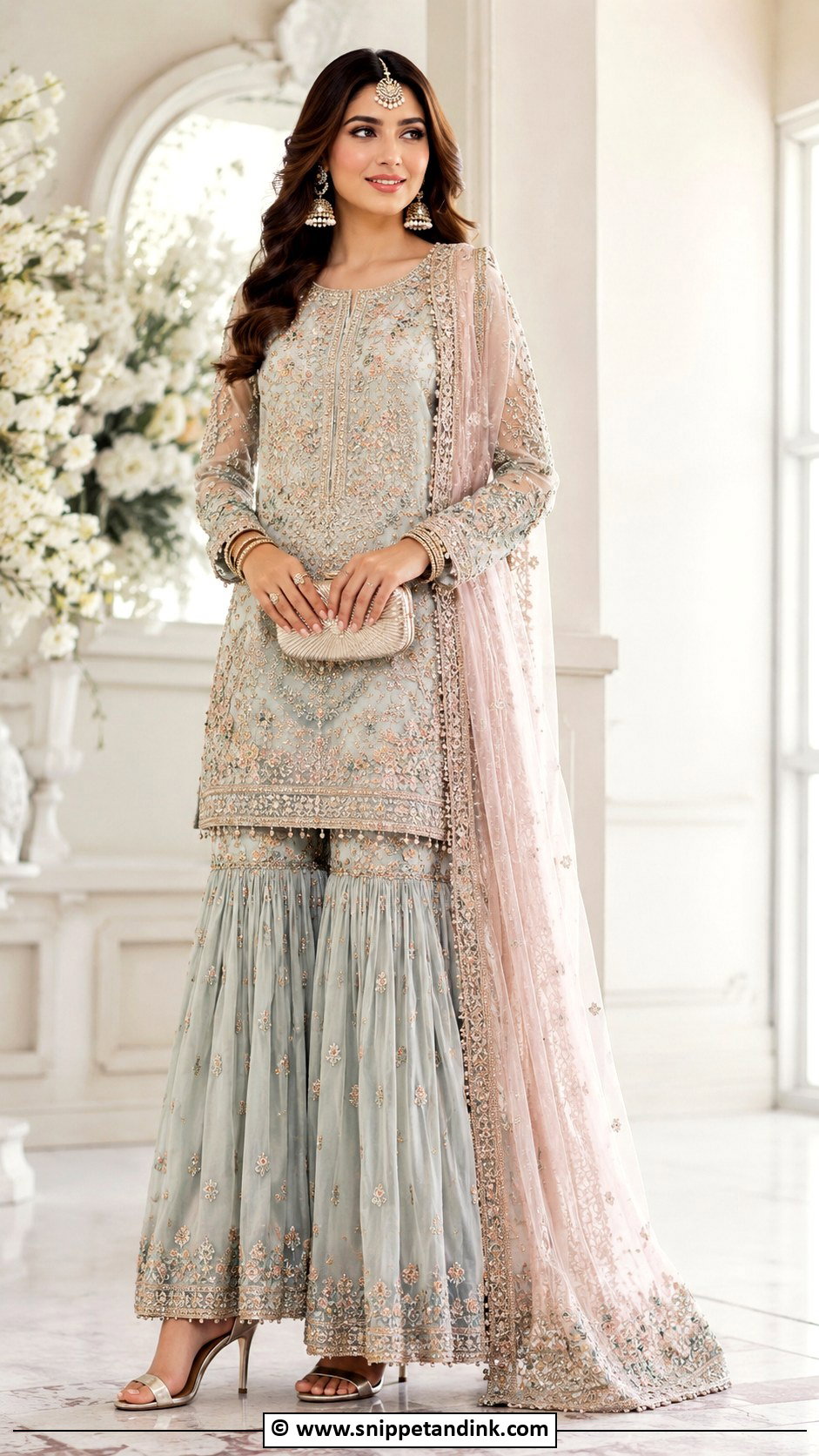 Pakistani Bridal Sharara With Long Shirt - Snippet and Ink - 35 Pakistani Bridal Wear Ideas