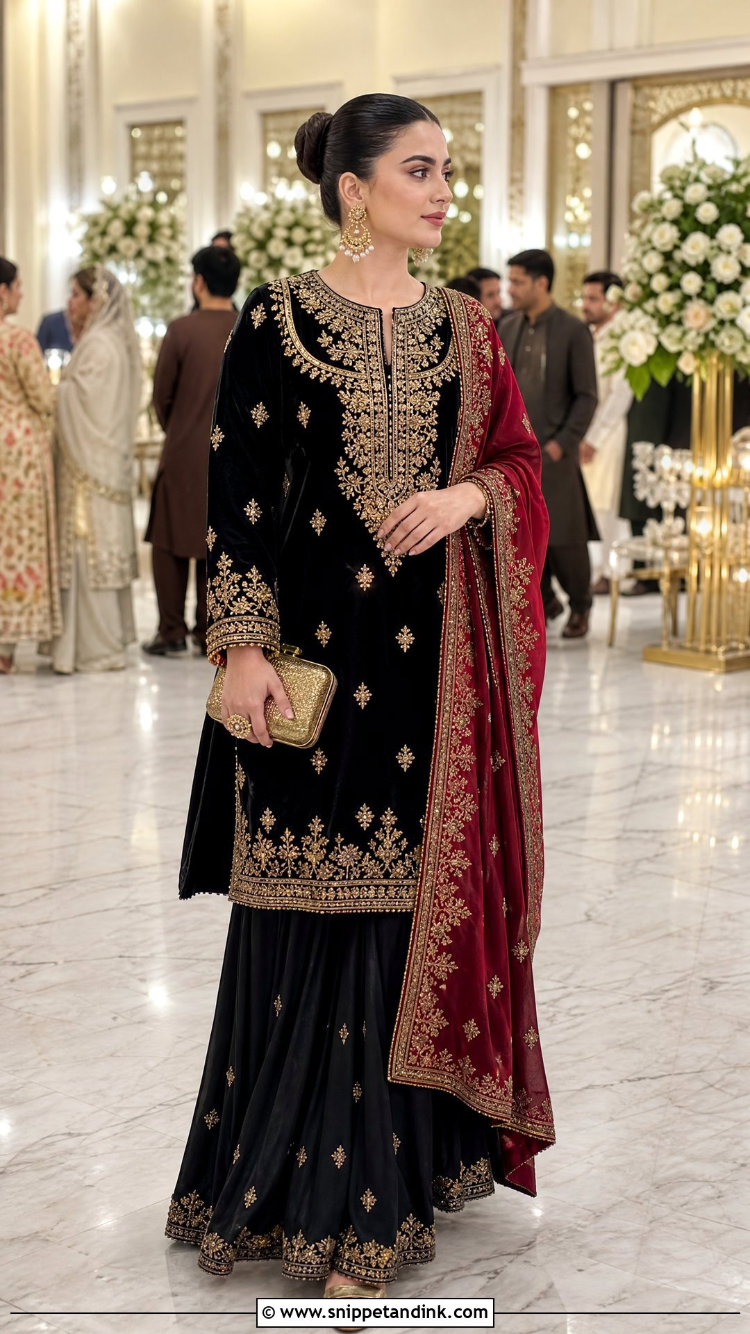 Pakistani Bridal Sister Black Velvet Sharara - Snippet and Ink - 20 Pakistani Bridal Sister Dresses