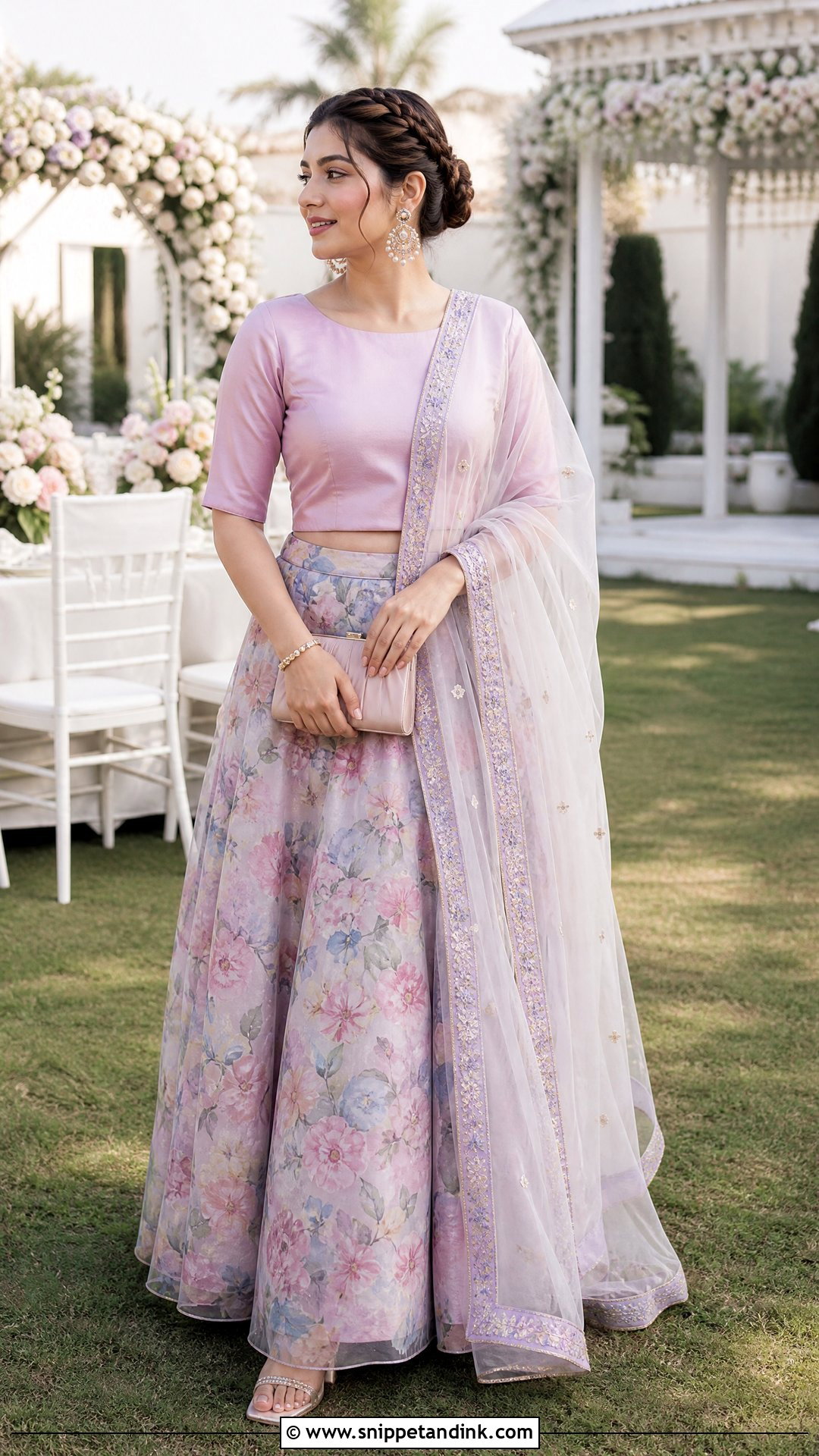 Pakistani Bridal Sister Floral Organza Lehenga - Snippet and Ink - 20 Pakistani Bridal Sister Dresses