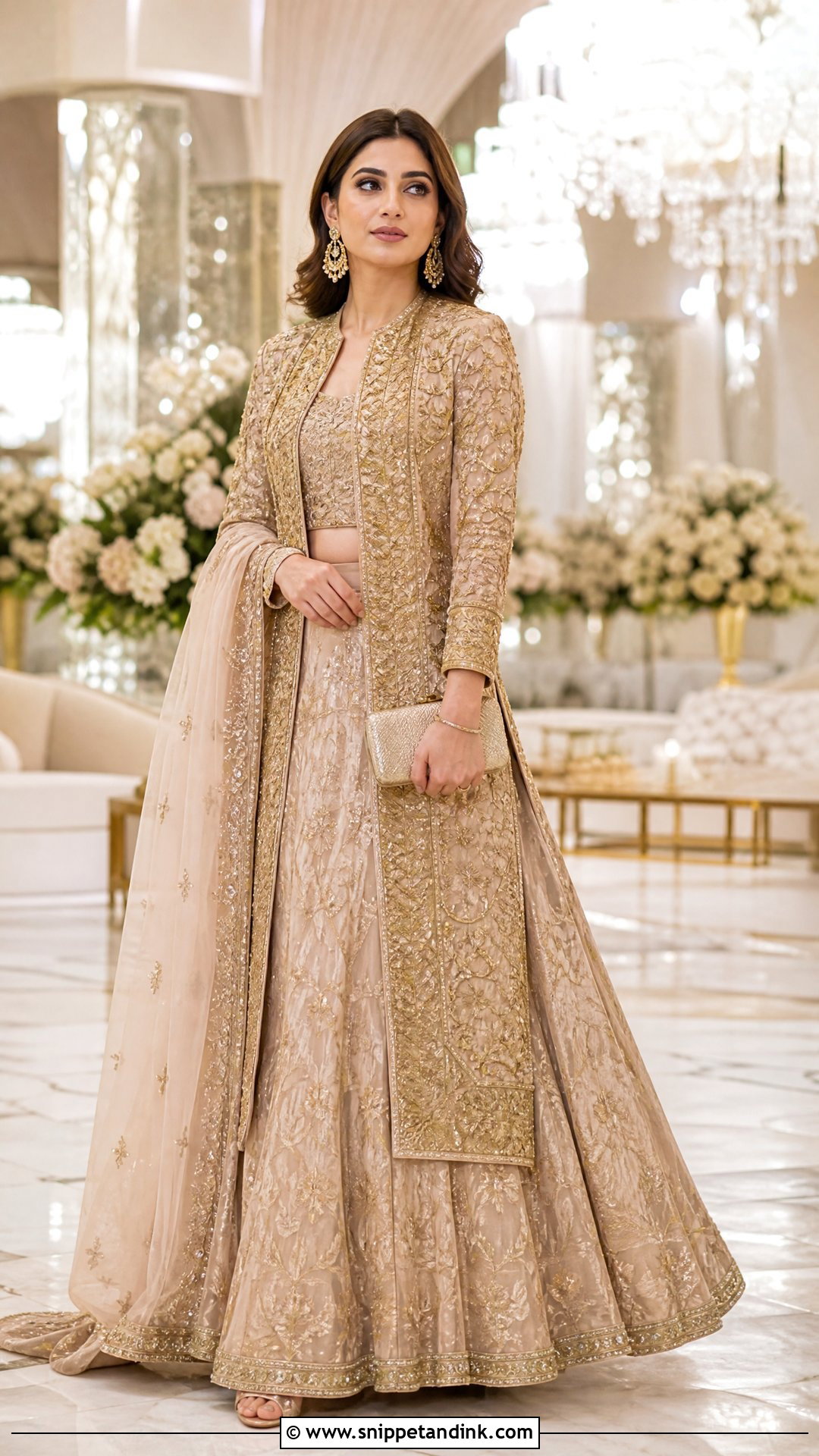 Pakistani Bridal Sister Gold Jacket Lehenga - Snippet and Ink - 20 Pakistani Bridal Sister Dresses