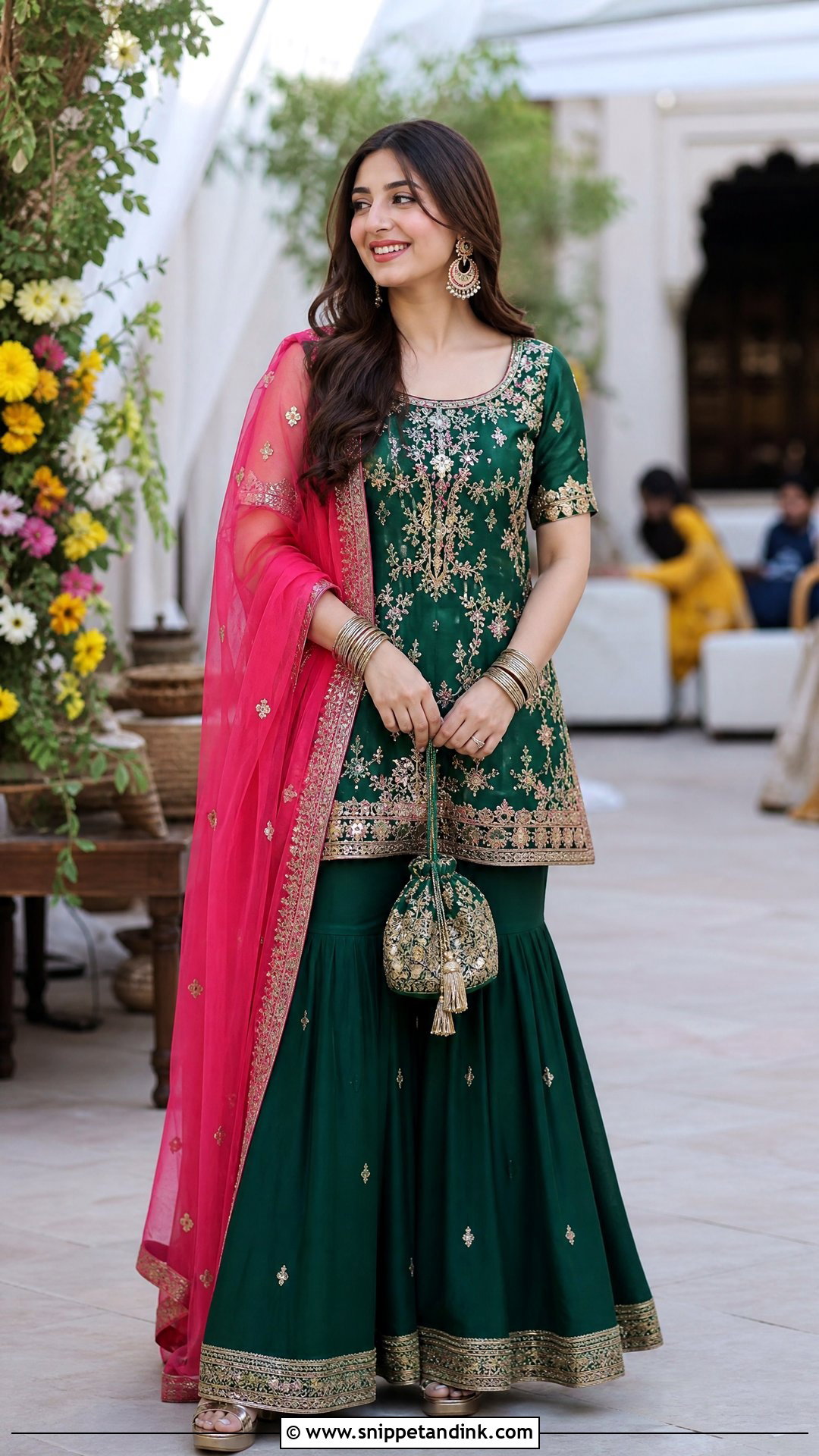 Pakistani Bridal Sister Green Sharara - Snippet and Ink - 20 Pakistani Bridal Sister Dresses