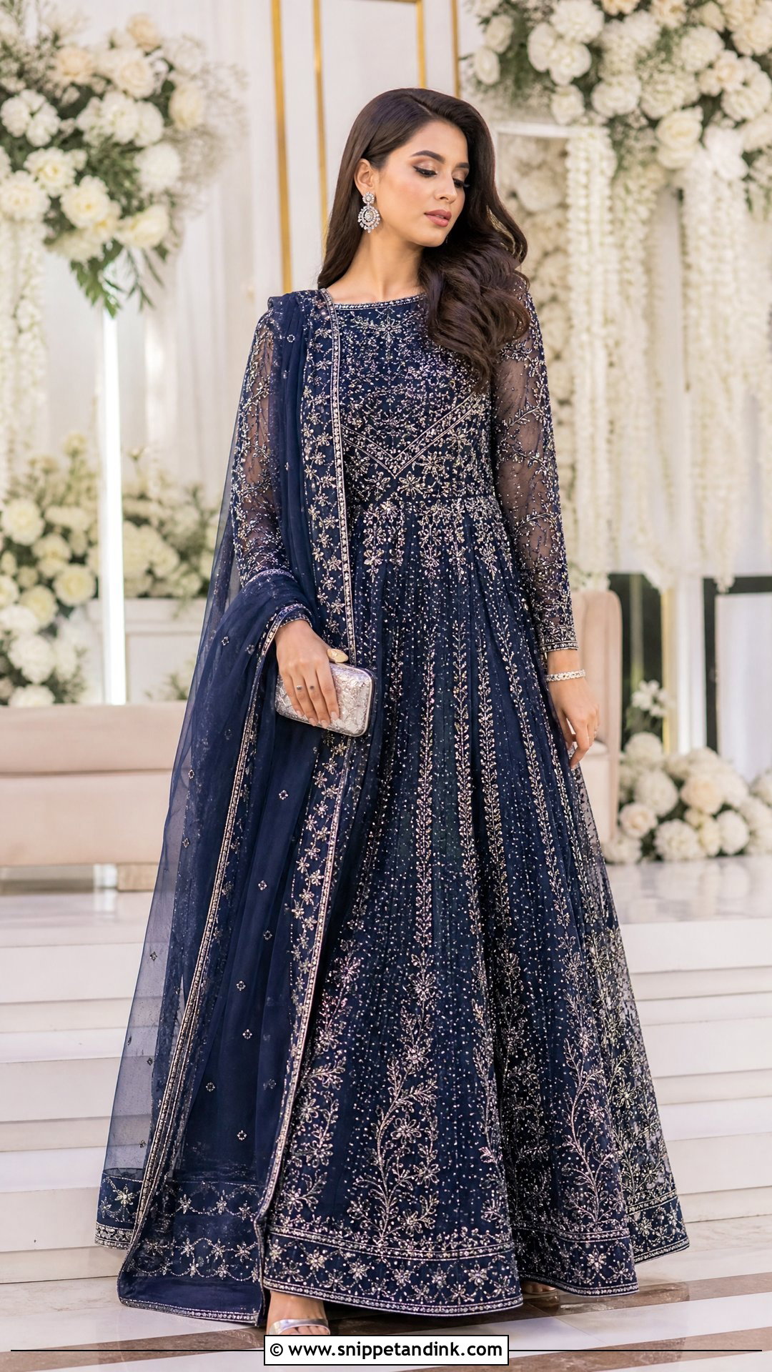Pakistani Bridal Sister Navy Blue Gown - Snippet and Ink - 20 Pakistani Bridal Sister Dresses