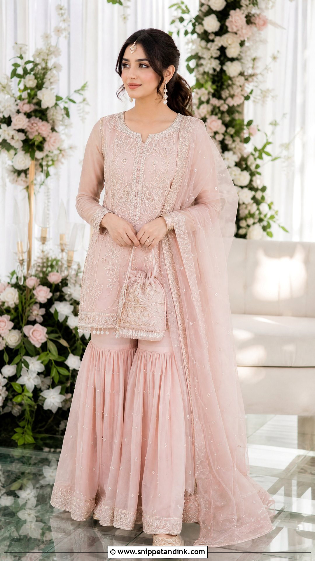 Pakistani Bridal Sister Powder Pink Gharara - Snippet and Ink - 20 Pakistani Bridal Sister Dresses