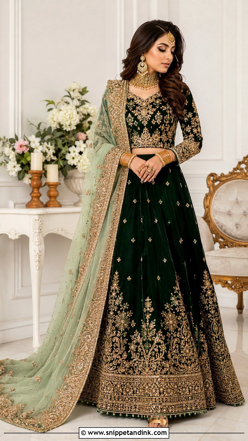 Pakistani Bridal Velvet Lehenga - Snippet and Ink - 30 Pakistani Brides Ideas